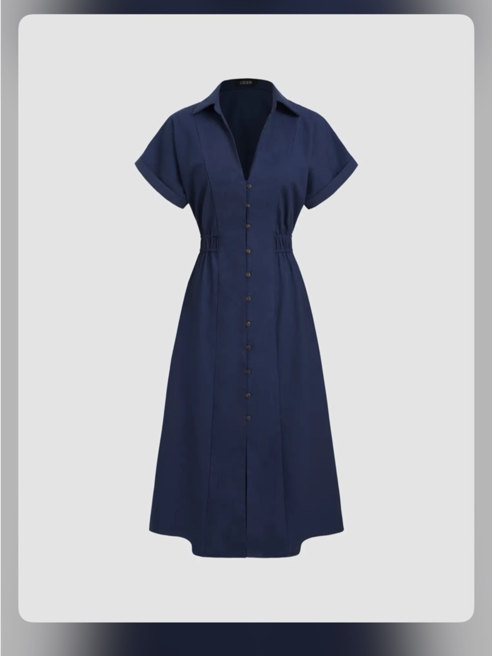 Cider LINEN-BLEND COLLAR SOLID SHIRRED BUTTON MIDI SHIRT DRESS XS PR1-3